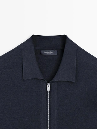 Кардиган из хлопка и шерсти с застежкой-молнией и карманами- Заказать в России