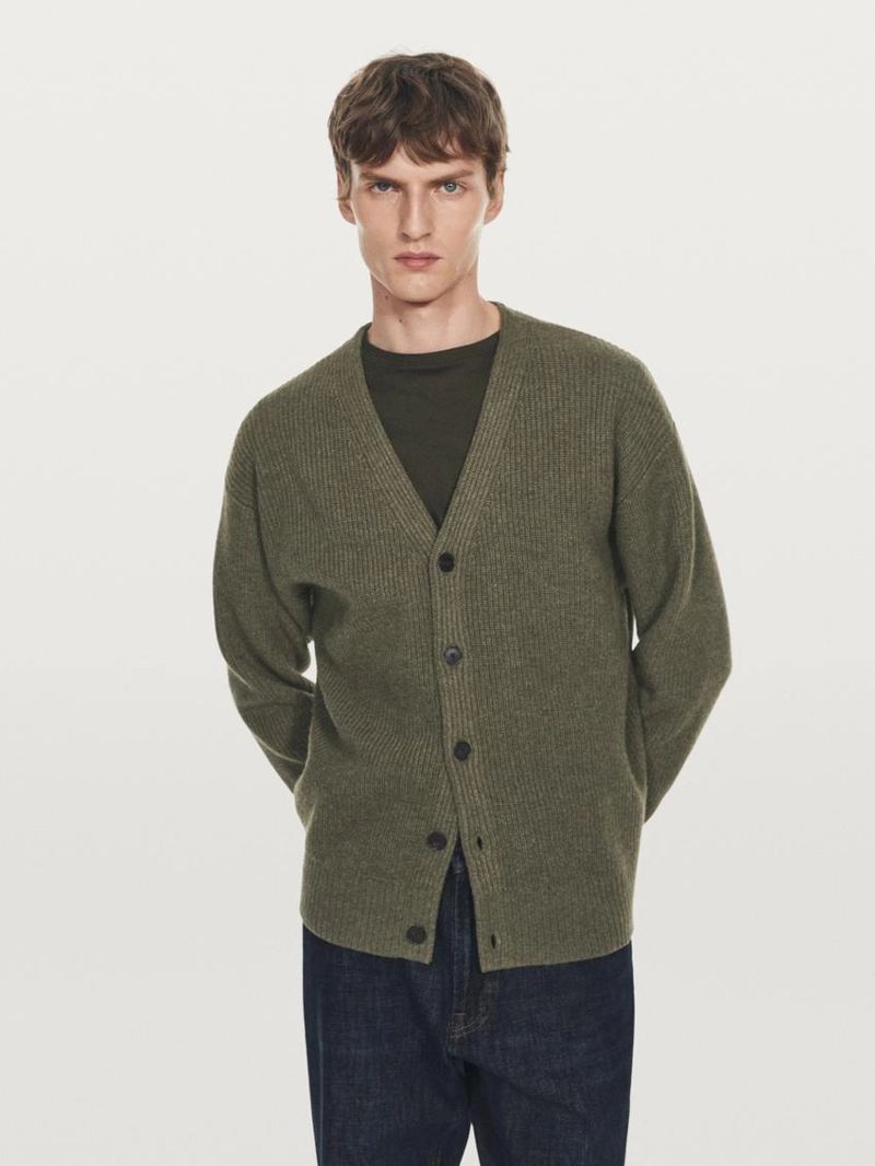 Кардиган из шерстяной смеси с v-образным вырезом