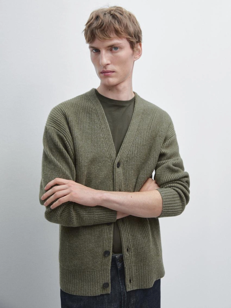 Кардиган из шерстяной смеси с v-образным вырезом