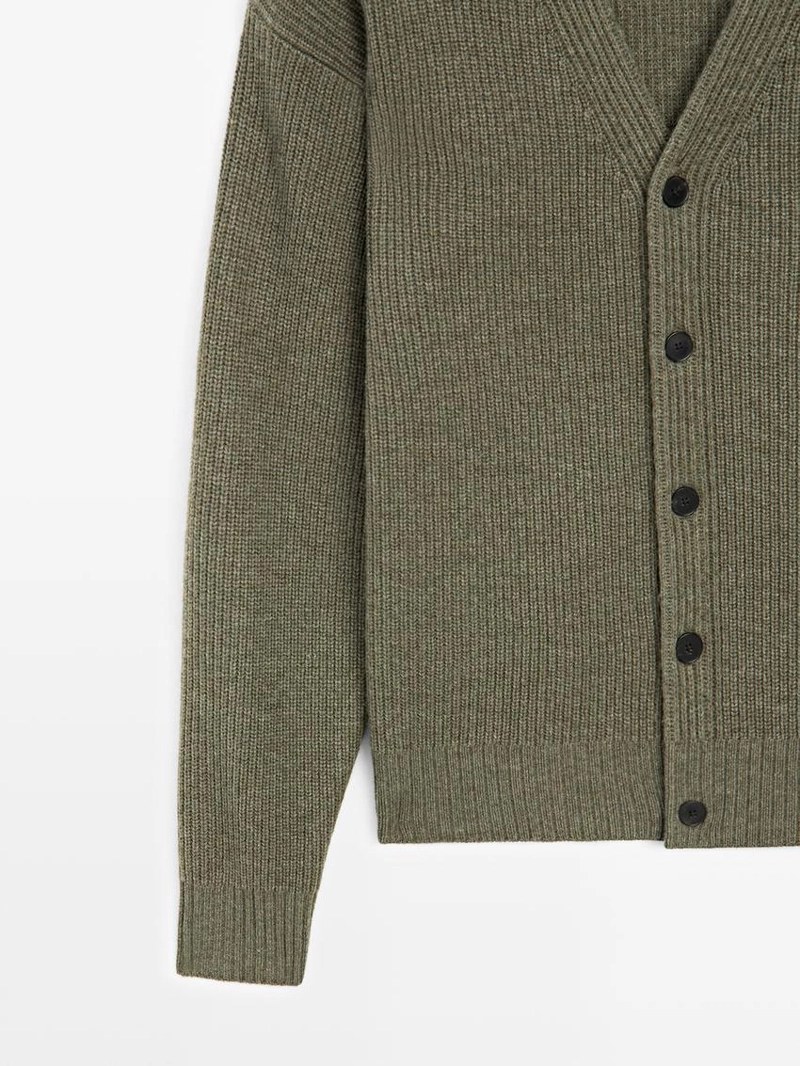 Кардиган из шерстяной смеси с v-образным вырезом