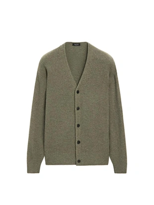 Кардиган из шерстяной смеси с V-образным вырезом- Заказать в России