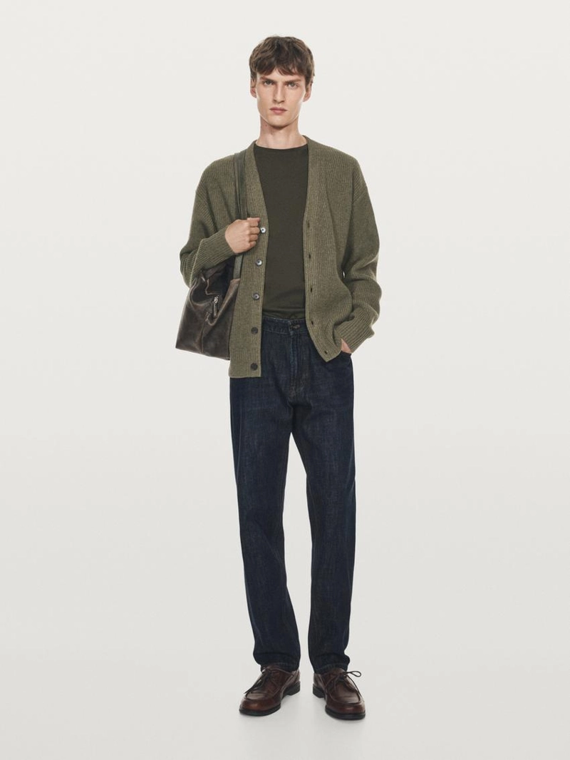 Кардиган из шерстяной смеси с v-образным вырезом