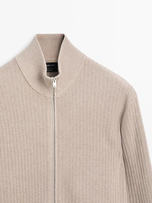 Кардиган из хлопкового трикотажа с молнией- Заказать в России