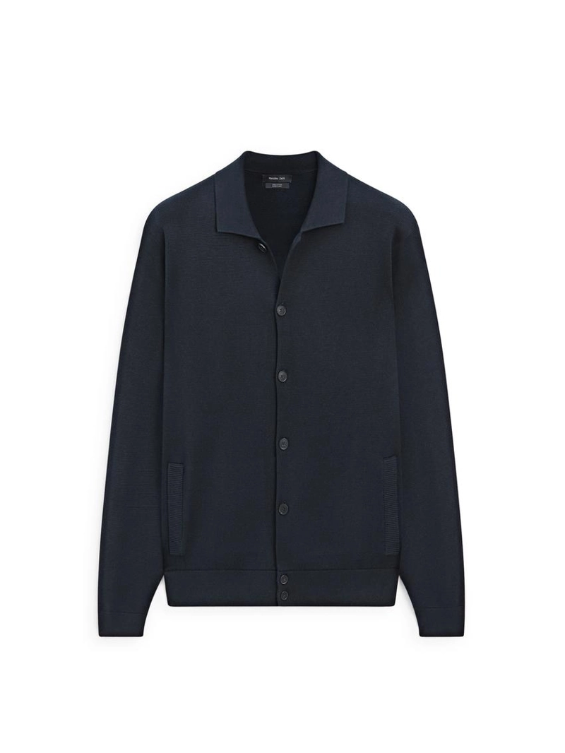 Кардиган из 100% хлопкового трикотажа с воротником-поло