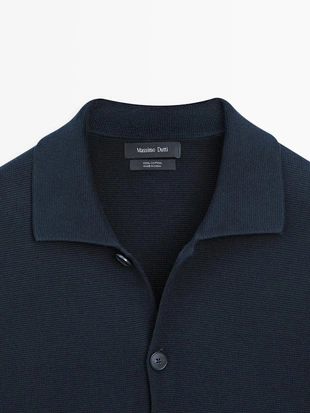 Кардиган из 100% хлопкового трикотажа с воротником-поло- Заказать в России