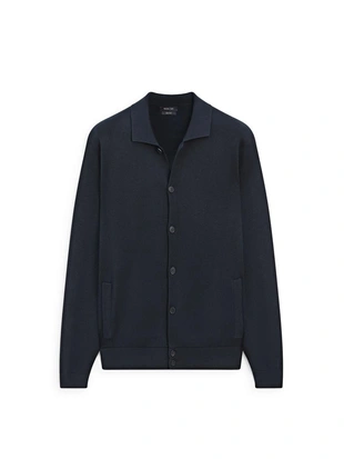 Кардиган из 100% хлопкового трикотажа с воротником-поло- Заказать в России