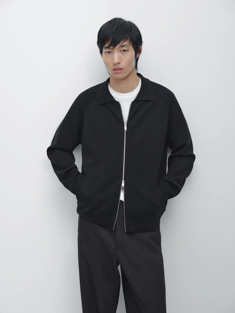 Кардиган из смесового хлопка с молнией