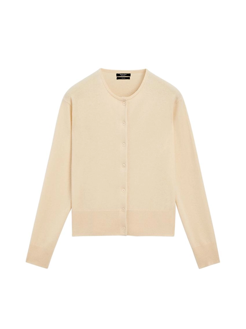 Кардиган из шерстяного трикотажа с круглым вырезом