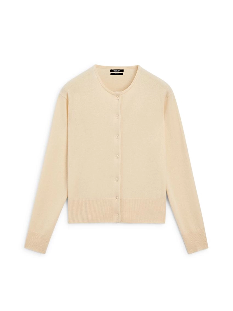 Кардиган из шерстяного трикотажа с круглым вырезом