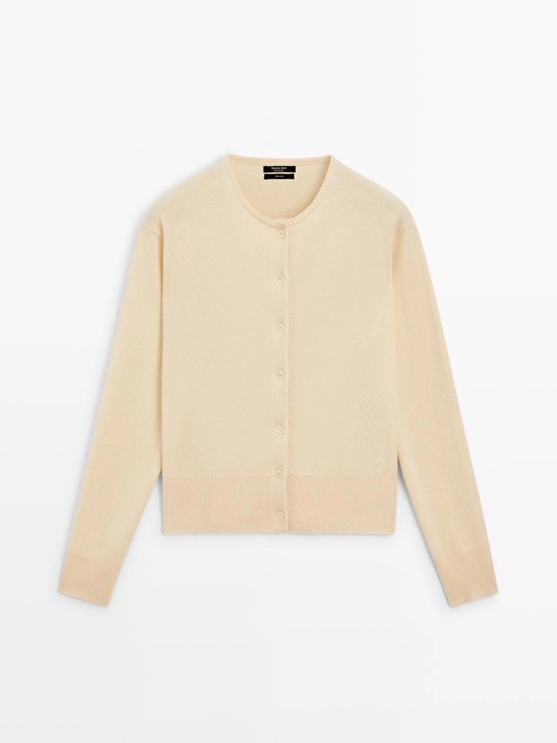 Кардиган из шерстяного трикотажа с круглым вырезом