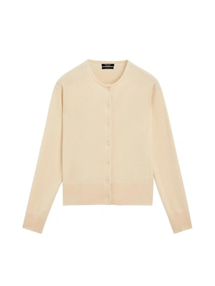 Кардиган из шерстяного трикотажа с круглым вырезом- Заказать в России