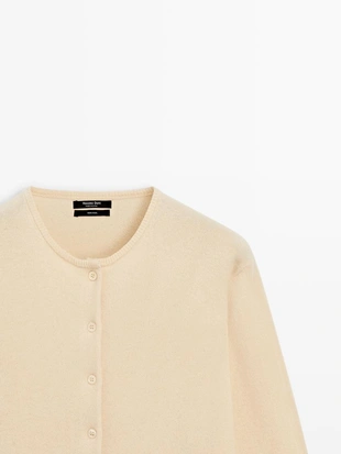 Кардиган из шерстяного трикотажа с круглым вырезом- Заказать в России