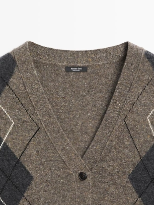 Кардиган из шерсти с аргайловым узором- Заказать в России
