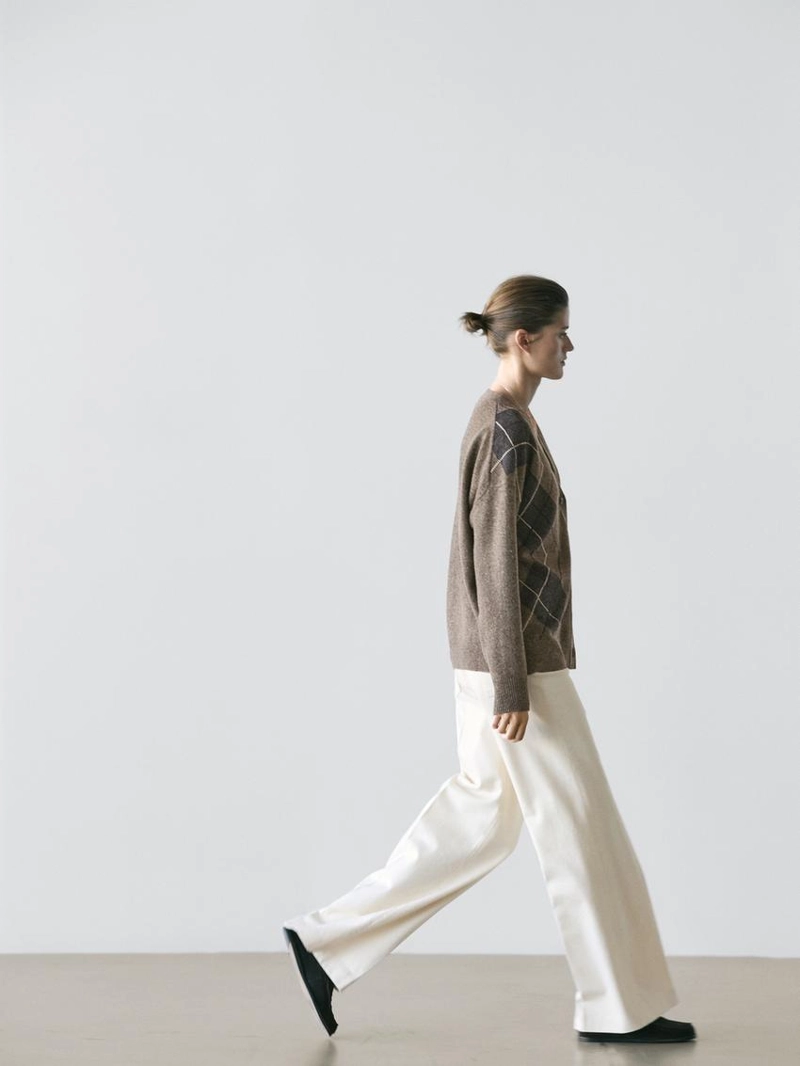 Кардиган из шерсти с аргайловым узором