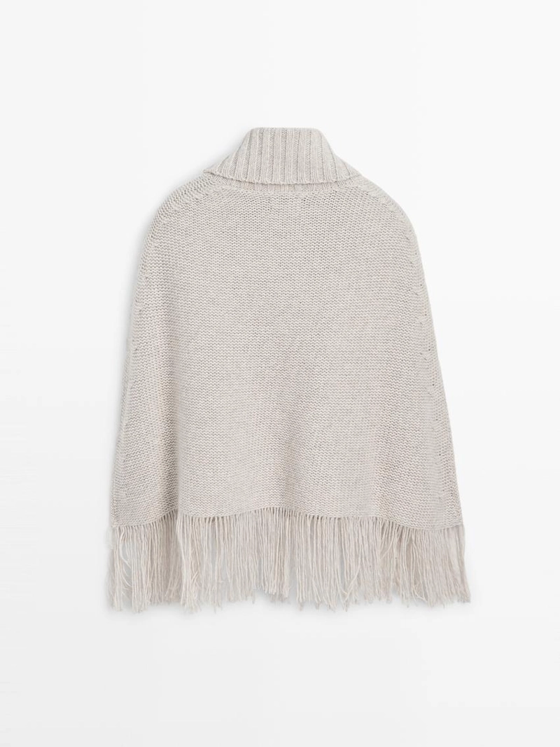 Пальто из 100% шерсти с деталями бахромы