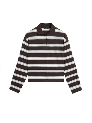 Купить Massimo Dutti Поло рубашка из хлопкового вязаного полотна в полоску