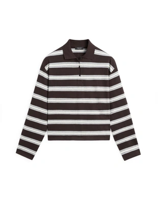 Поло рубашка из хлопкового вязаного полотна в полоску- Заказать в России