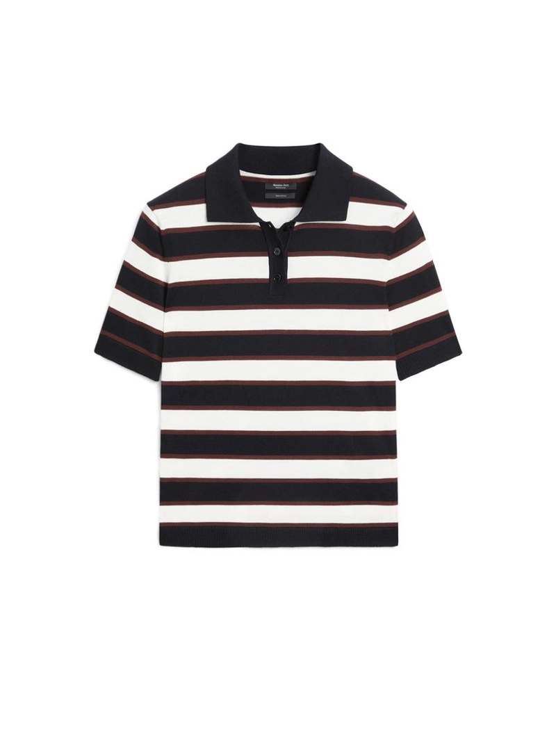 Поло свитер в полоску из вязаного полотна
