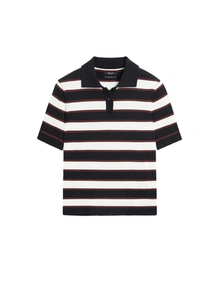 NAVY BLUE|5654/554 - Massimo Dutti Поло свитер в полоску из вязаного полотна