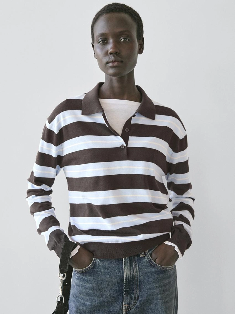 Джемпер в полоску из хлопкового трикотажа