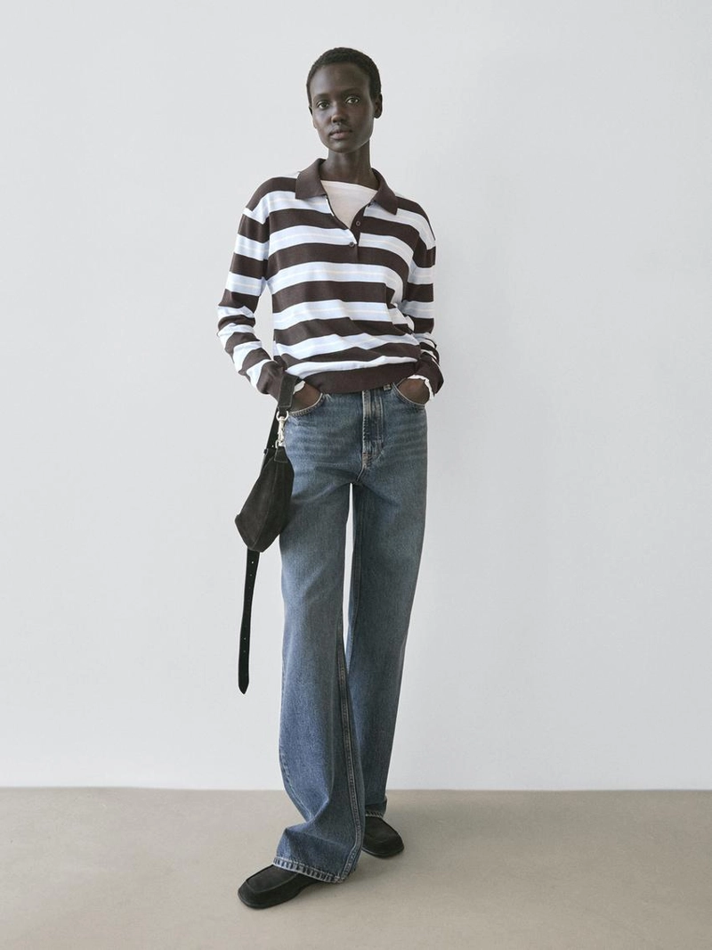 Джемпер в полоску из хлопкового трикотажа