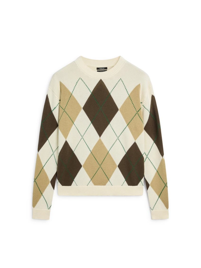 Свитер из хлопкового трикотажа с деталями в клетку