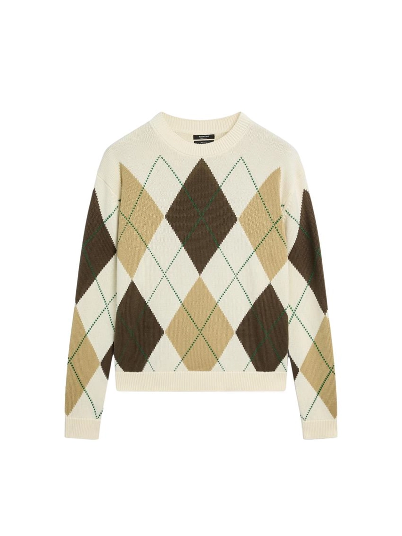 Свитер из хлопкового трикотажа с деталями в клетку