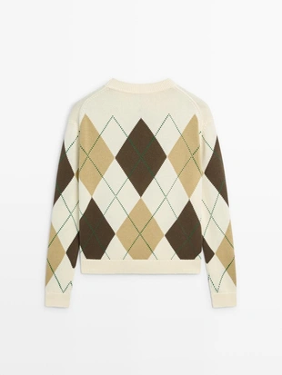 Свитер из хлопкового трикотажа с деталями в клетку- Заказать в России