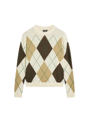 Свитер из хлопкового трикотажа с деталями в клетку- Заказать в России