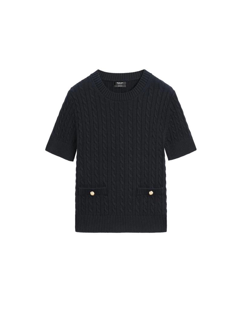 Свитер с коротким рукавом в стиле кабельной вязки