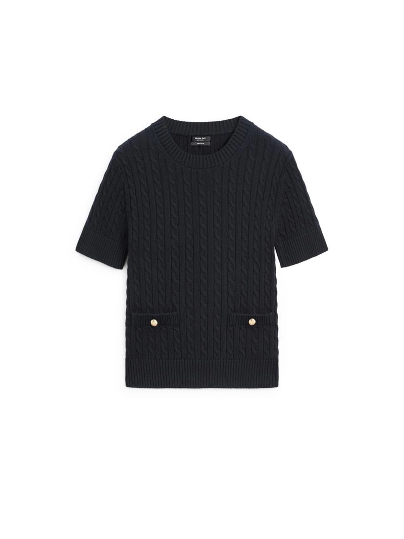 Свитер с коротким рукавом в стиле кабельной вязки