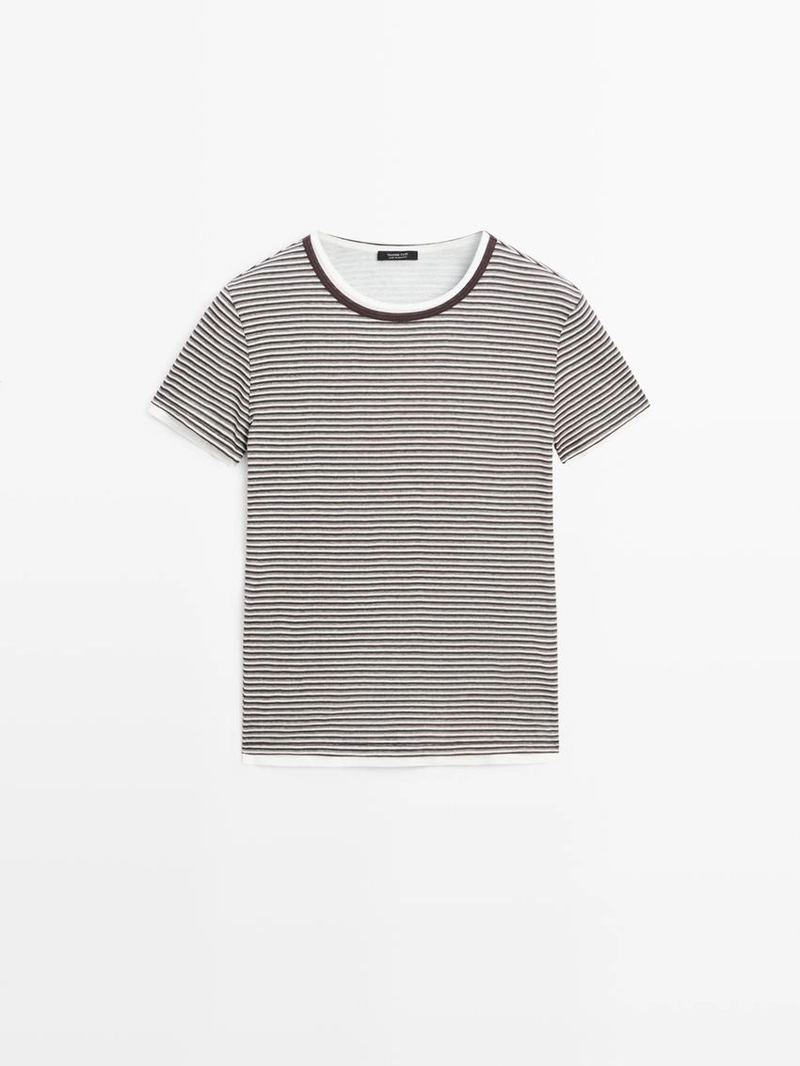 Полосатая двухслойная футболка с короткими рукавами