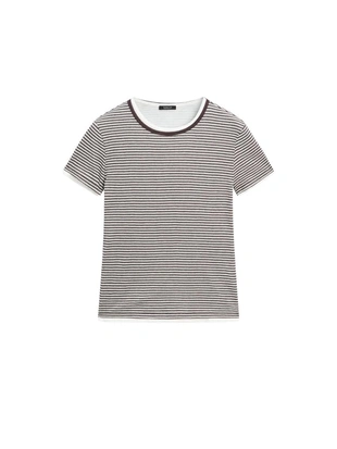 Полосатая двухслойная футболка с короткими рукавами- Заказать в России