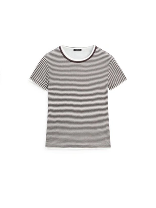 Полосатая двухслойная футболка с короткими рукавами- Заказать в России