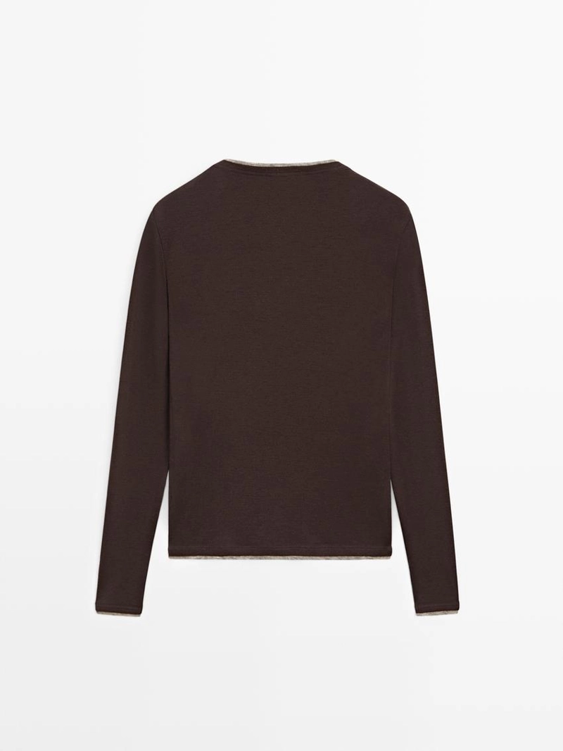 Майка с длинным рукавом и двойной обработкой края