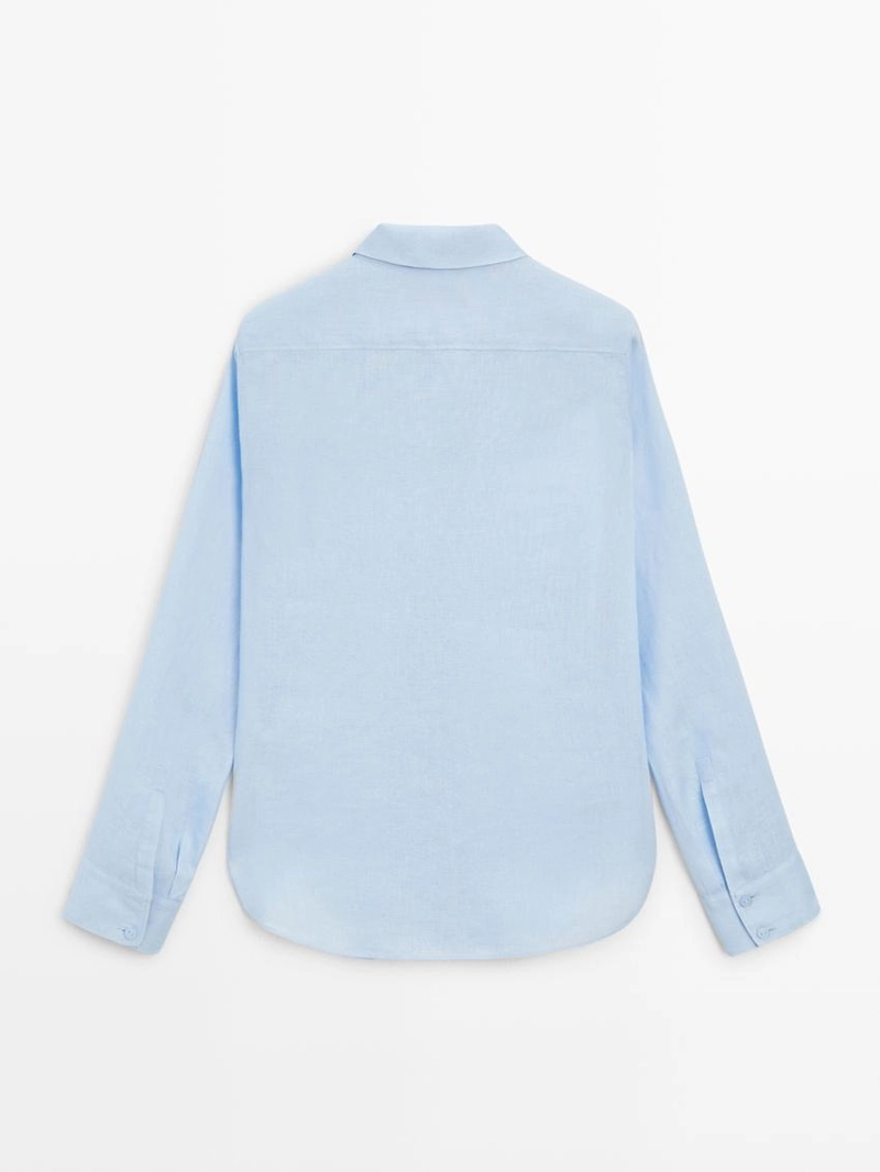 Рубашка из льна с плиссировкой