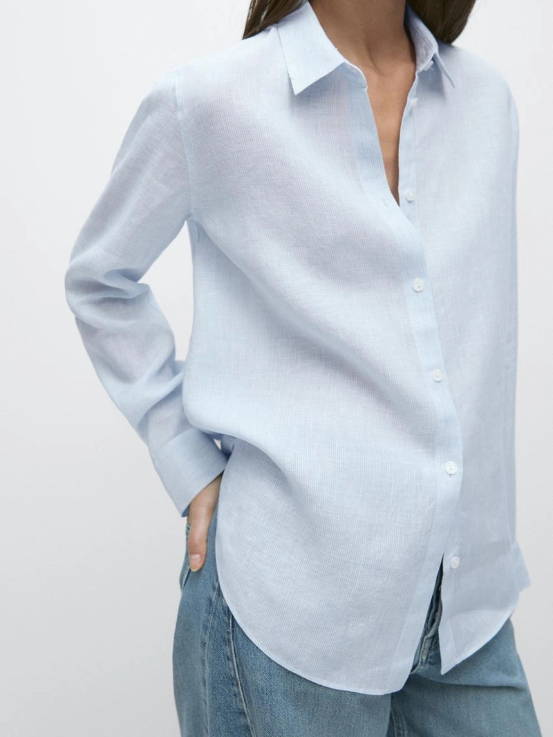 Рубашка из 100% льна в полоску