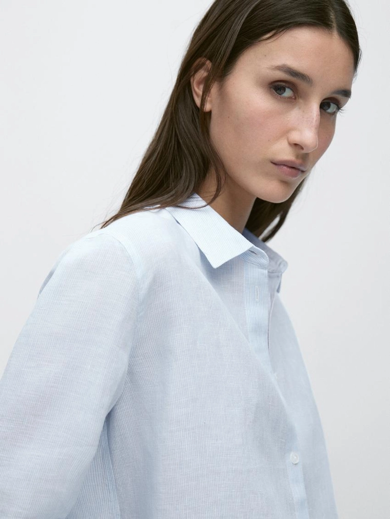 Рубашка из 100% льна в полоску