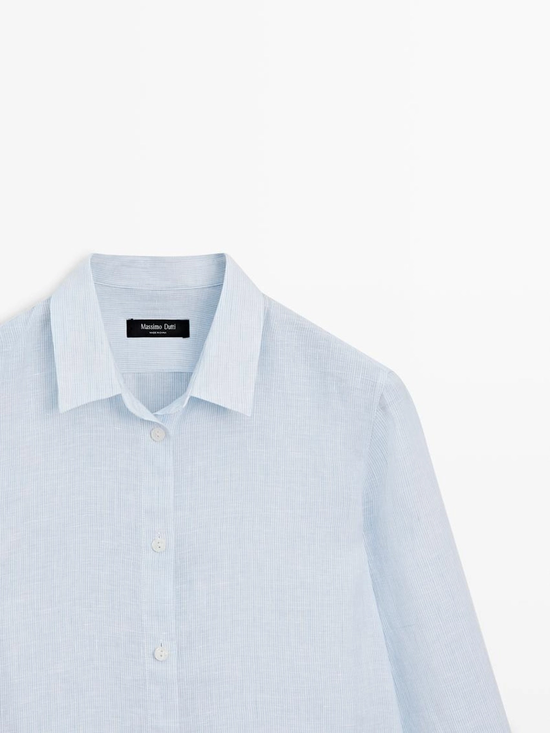 Рубашка из 100% льна в полоску