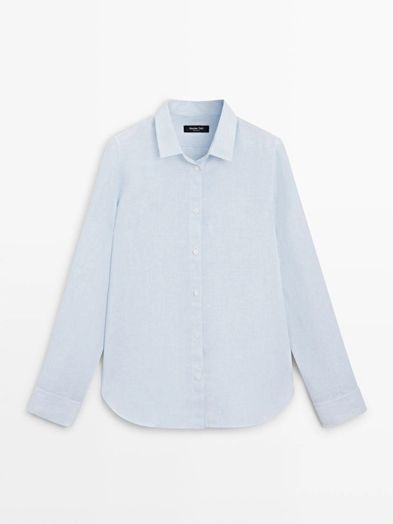 Рубашка из 100% льна в полоску