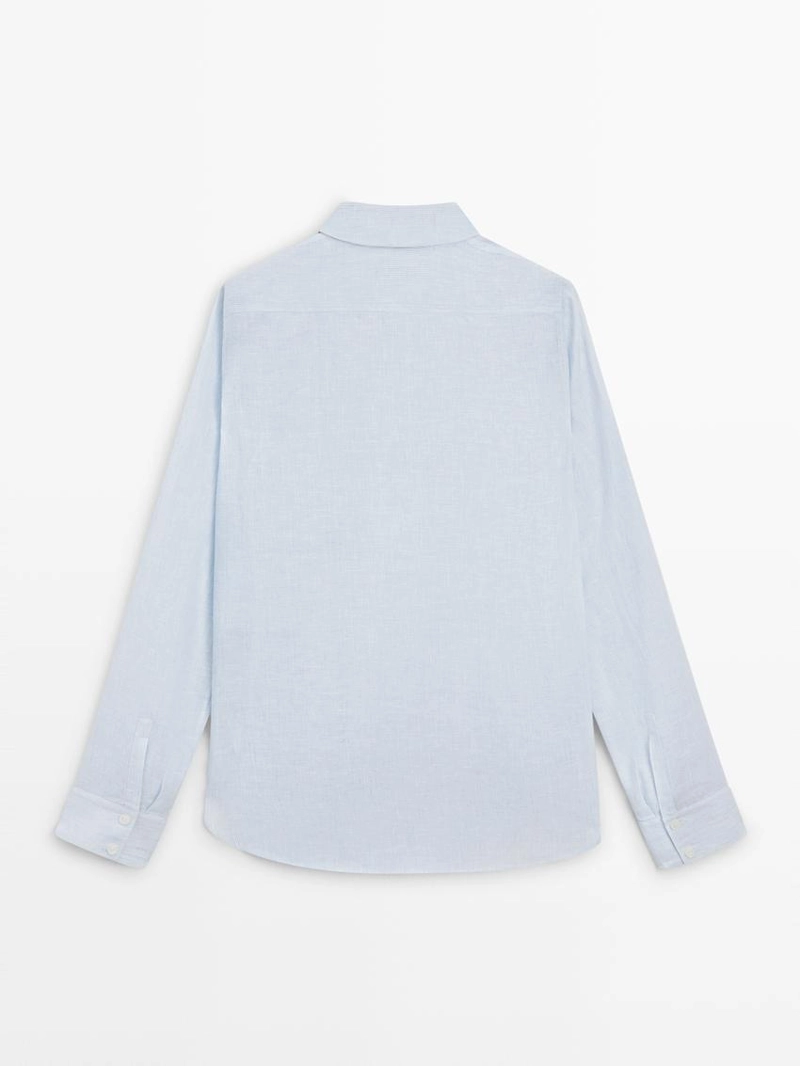 Рубашка из 100% льна в полоску