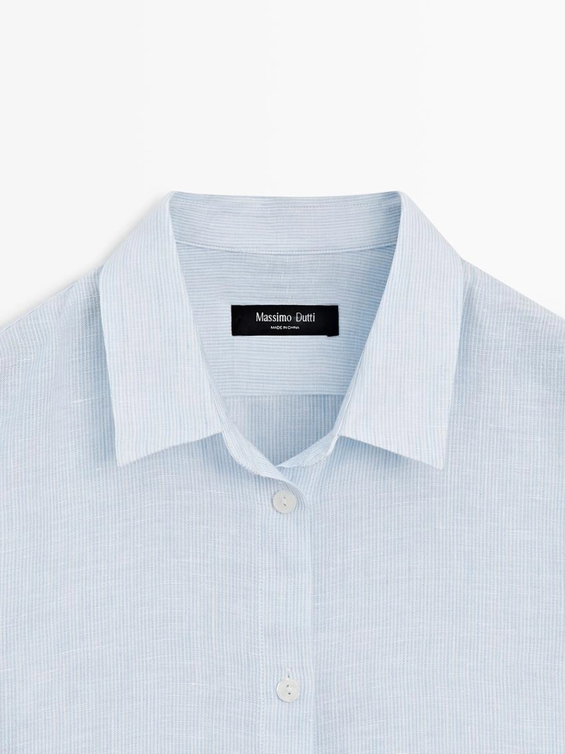 Рубашка из 100% льна в полоску