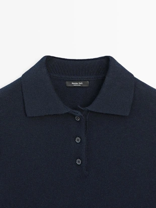 NAVY BLUE|5640/540 - Massimo Dutti Водолазка-поло из шерстяной смеси