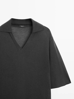 Свитер с объемным воротником из шелково-шерстяной смеси- Заказать в России