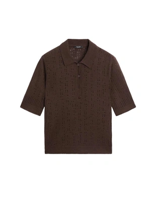 Купить Massimo Dutti Поло из шерстяно-шерстяной смеси с коротким рукавом