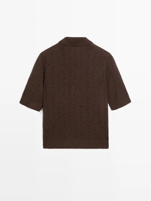 Chocolate | 5613/513/717 - Massimo Dutti Поло из шерстяно-шерстяной смеси с коротким рукавом