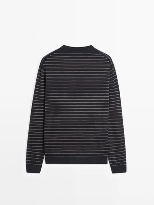 Вязанный свитер с длинным рукавом в полоску- Заказать в России