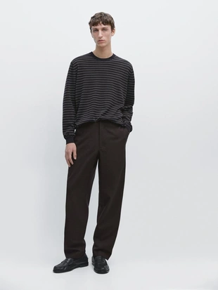 Вязанный свитер с длинным рукавом в полоску- Заказать в России