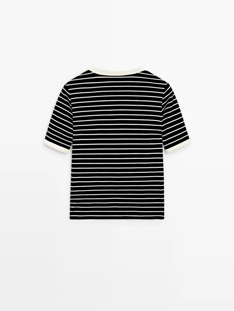 Футболка с коротким рукавом в полоску контрастного цвета