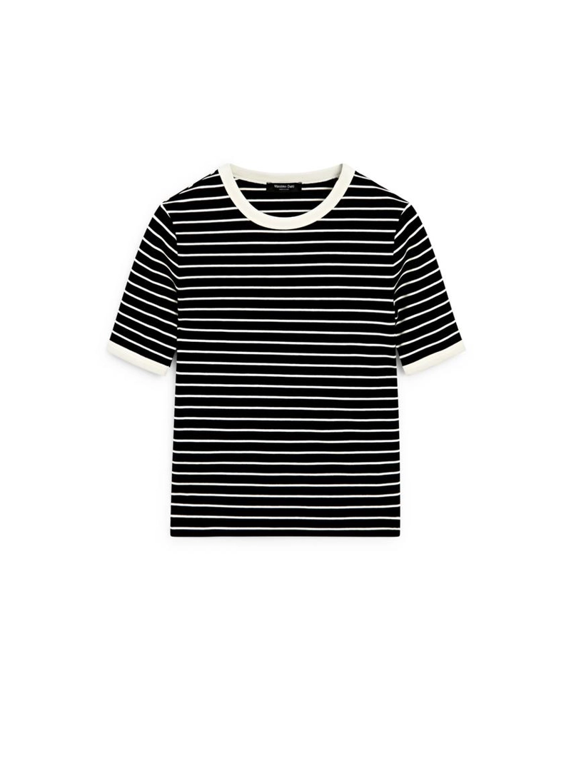 Футболка с коротким рукавом в полоску контрастного цвета